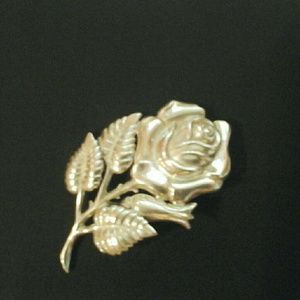 Vintage Sterling Silver Danecraft Rose Brooch